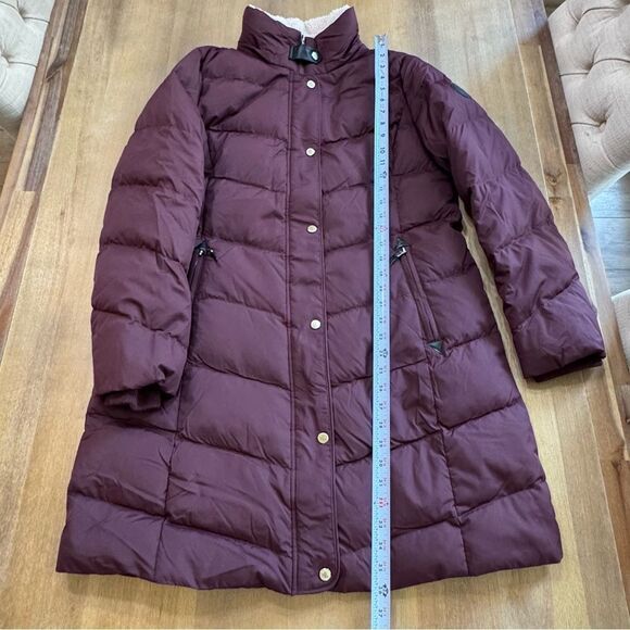 Lauren Ralph Lauren Parka Coat Size Large Burgundy Mid Length *missing hood - Picture 5 of 16